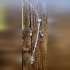 Handmade, One Of A Kind Silver Necklace & Earring Set